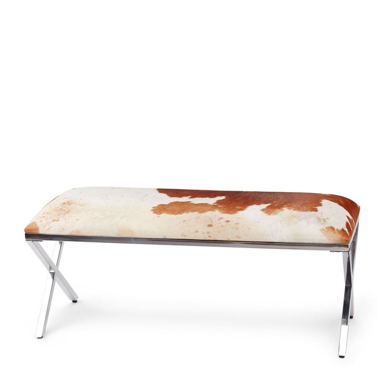 NC Living Bænk med Koskind | 110 x 42 x 45 cm Bench Salt&peber (brun/hvid)